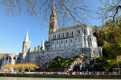 The Basilica of Our Lady of the Immaculate Conception is a Roman Catholic church and minor basilica in Lourdes. It was built on top of the rock above the Grotto.