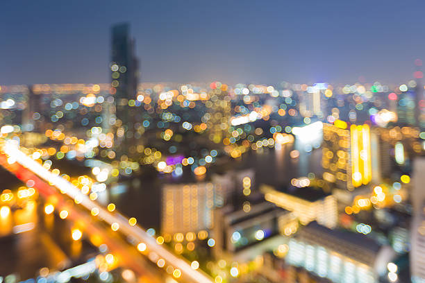 istock Abstract blurred bokeh lights, city downtown 517931828