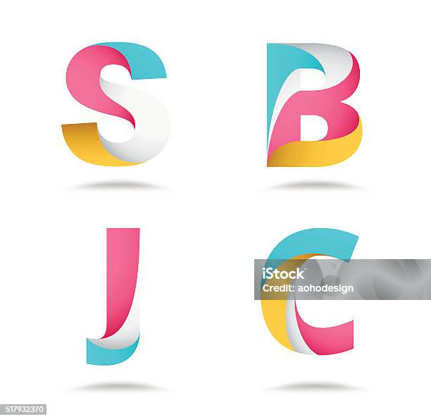 Twist Material Alphabet Logo Design Vector Stock Stock Illustration - Download Image Now - Icon Symbol, Multi Colored, Abstract