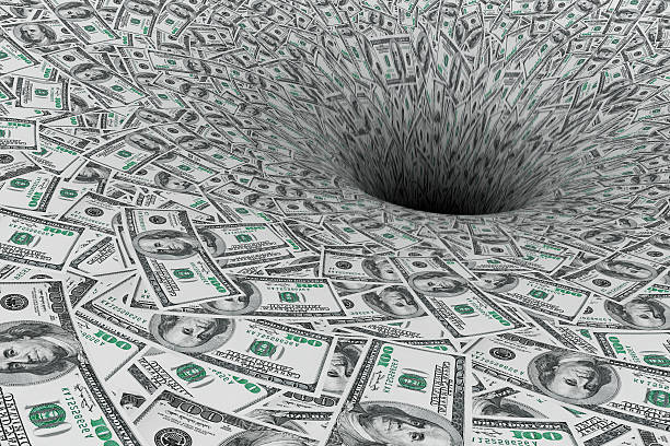 Crisis Concept. Money Flow in Black Hole
