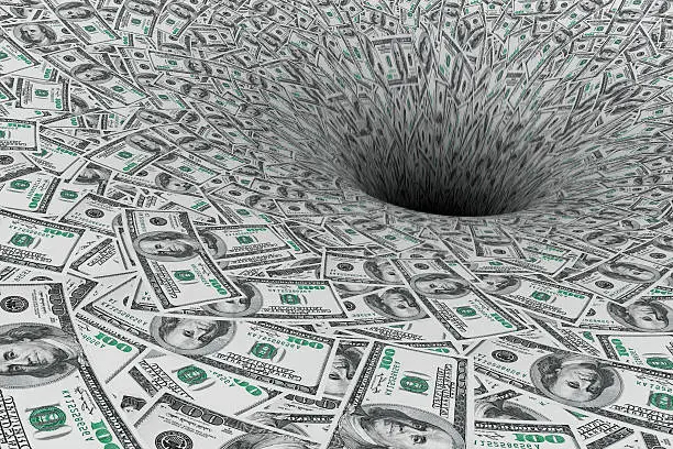 Photo of Crisis Concept. Money Flow in Black Hole