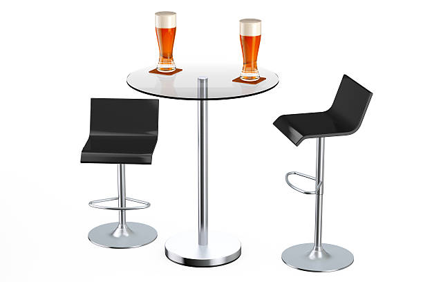 istock Black Bar Vintage Stools with Table and Glasses of Beer 517934698