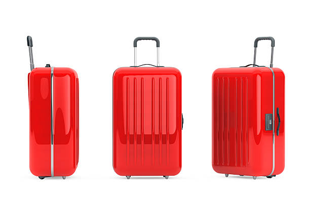 Large Red Polycarbonate Suitcases stock photo