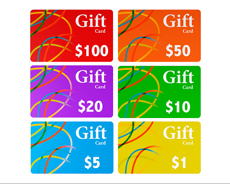 Multicolour Gift Cards Set on a white background