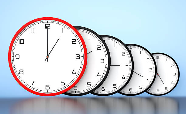istock Time Management Concept. Round Modern Office Clocks 517935998