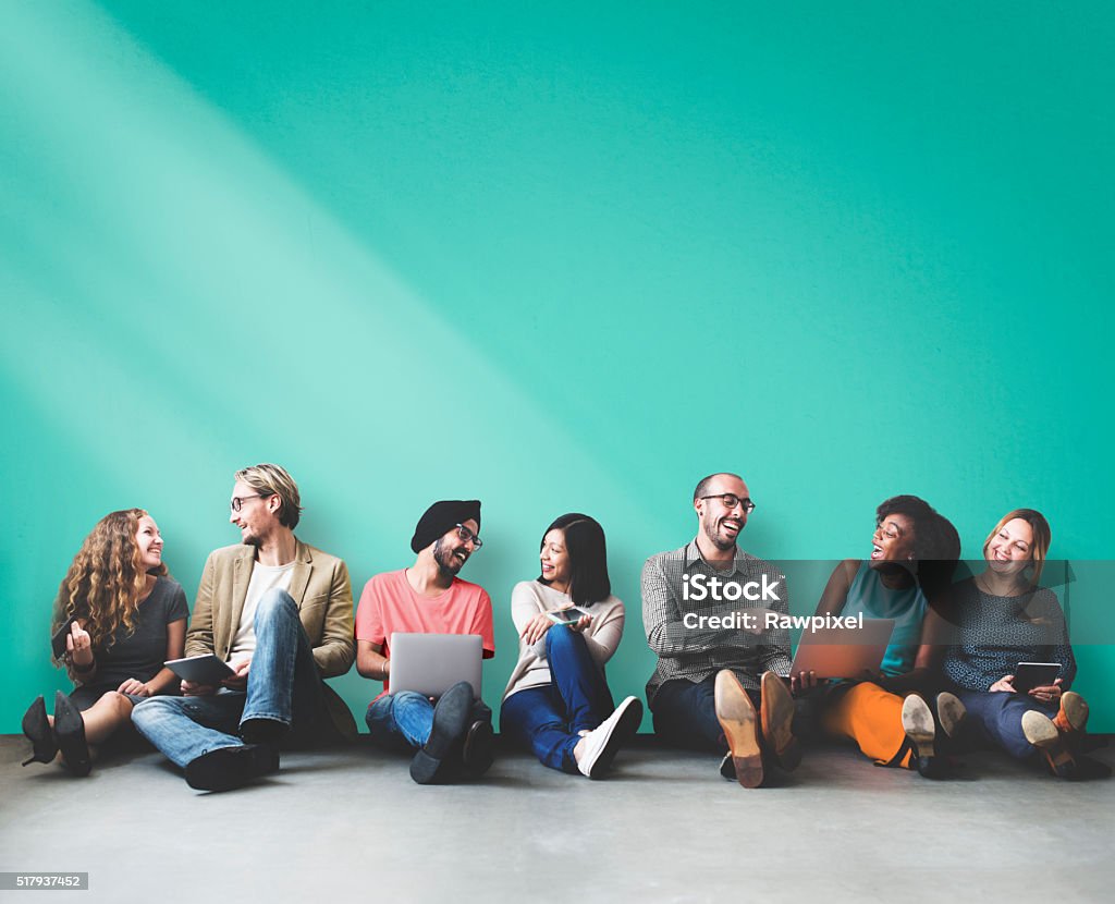 Diverse People Friendship Digital Device Copy Space Concept Multiracial Group Stock Photo