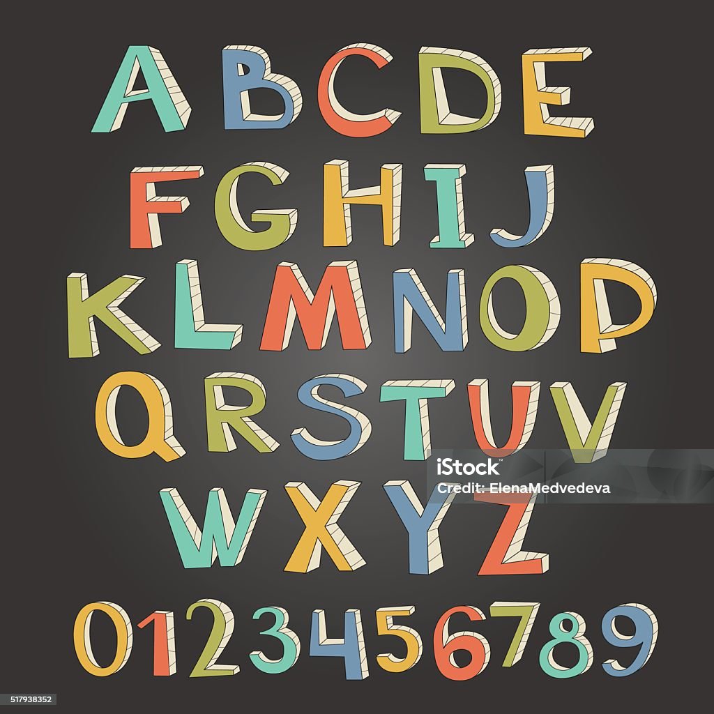 Alphalit Numbers Unique Vector Alphabet And Numbers Stock Illustration - Download Image ...