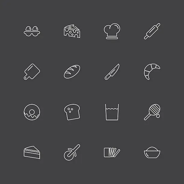 Vector illustration of Bakery Icons - White Line Series