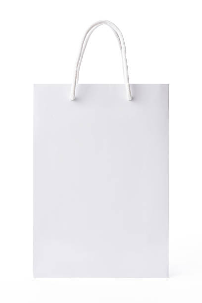 絶縁ショットのブランク白い背景の上のショッピングバッグ、白 - 紙袋 ストックフォトと画像