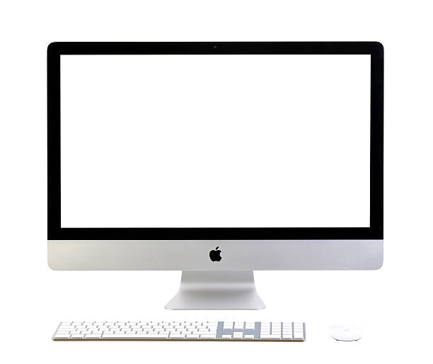 новый imac 27 с пустой экран - withe flat screen computer monitor electronics industry стоковые фото и изображения