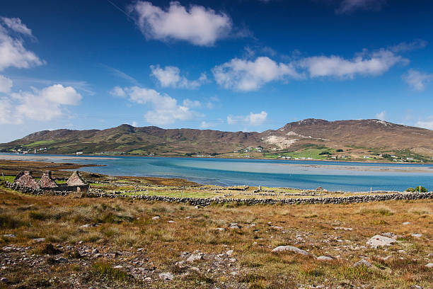 across the water from Glassillaun to Achill Island lifeboat station stock photo