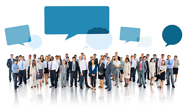 istock Multiethnic Group of Business People with Speech Bubbles 517958707