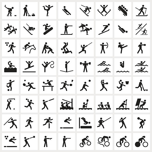 sport symbole - kurzstrecken eisschnelllauf stock-grafiken, -clipart, -cartoons und -symbole