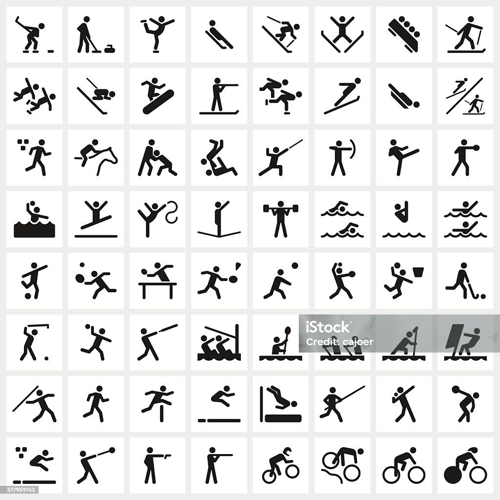 Sport Symbols Large set of sports symbols including all the major winter and summer sports. Icon Symbol stock vector