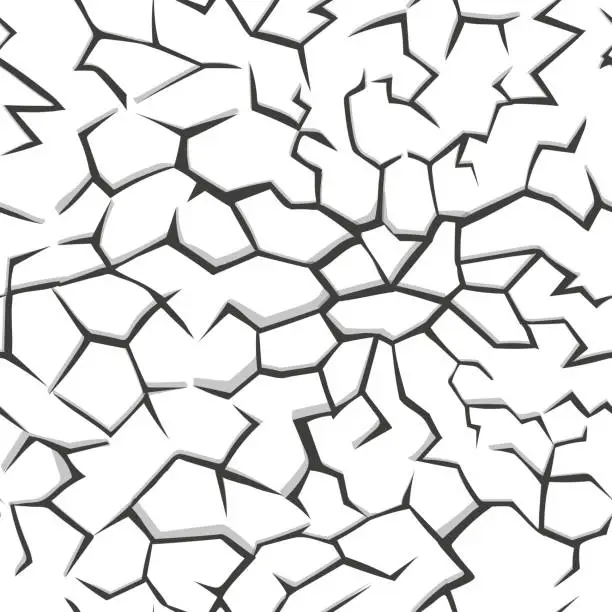 Vector illustration of Cracked clay ground - seamless pattern