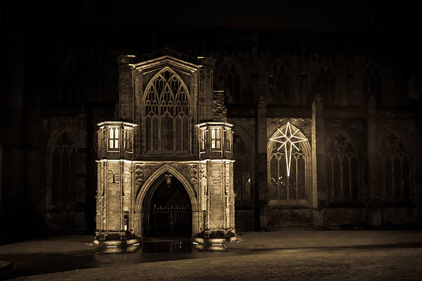 istock Hereford Cathedral entrance at night. 517964886
