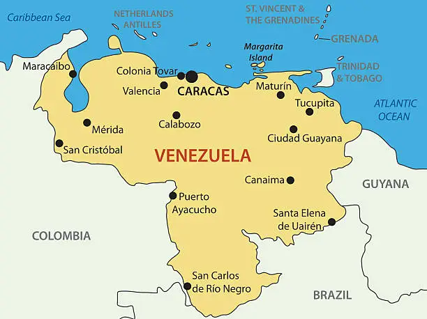 Vector illustration of Bolivarian Republic of Venezuela - vector map