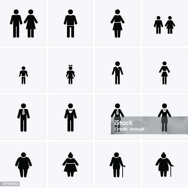 Family Icons People Character Man Woman Kid Elder Stock Illustration - Download Image Now