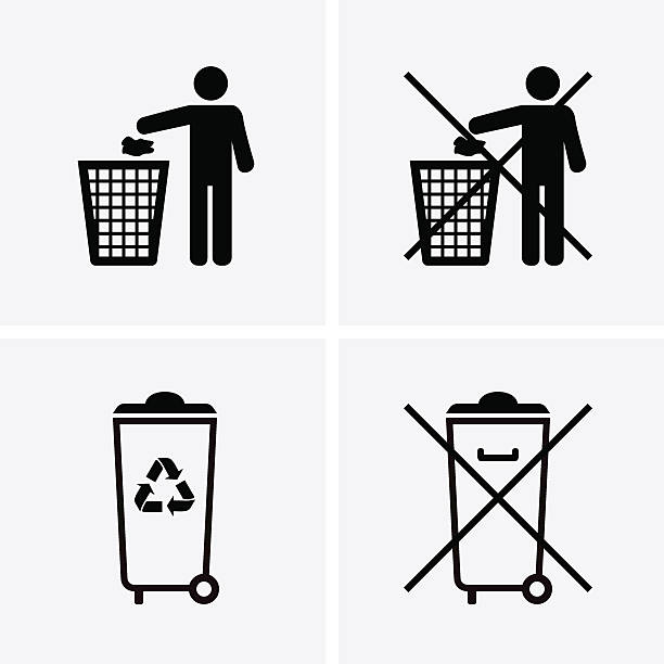 ilustrações de stock, clip art, desenhos animados e ícones de ícones do caixote do lixo. reciclagem de resíduos. não ninhada. - recycling recycling symbol symbol sign