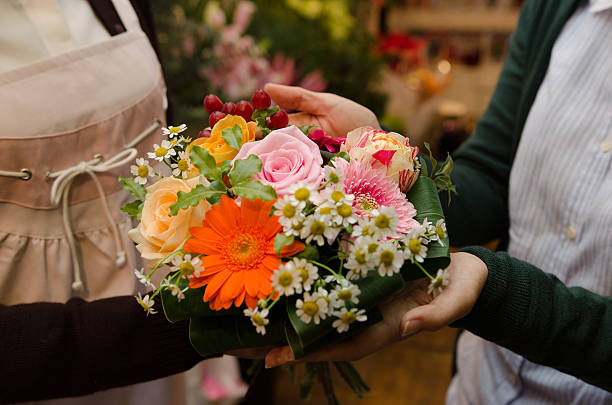 making bouquet stock photo