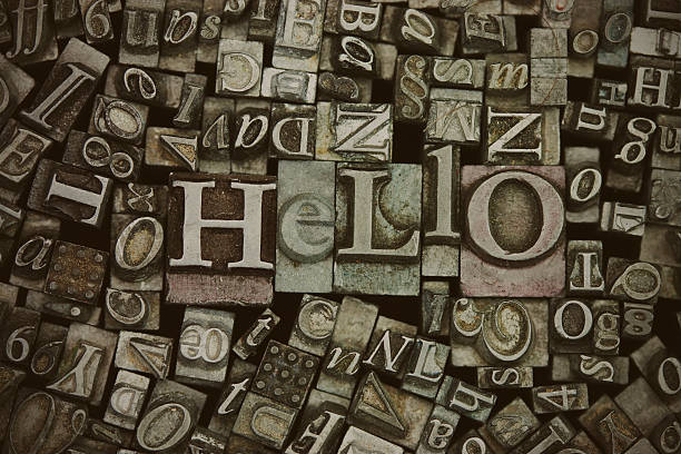 istock Close up of typeset letters with the word Hello 517969680