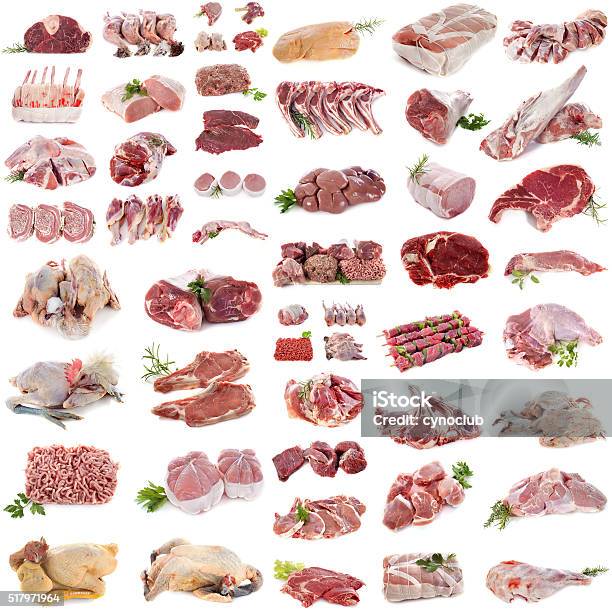 Group Of Meat Stock Photo - Download Image Now - Raw Food, Meat, Pork