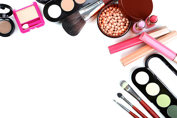 istock Makeup brush and cosmetics on a white background 517974490