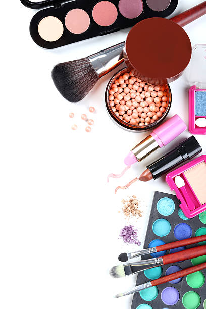 istock Makeup brush and cosmetics on a white background 517974812