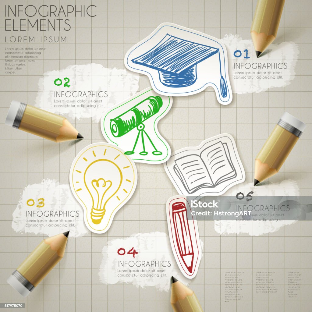 education infographic template education infographic template design with pencil elements Advice stock vector