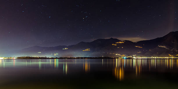 Salo, Italy, beautiful sunset above water at Lake Garda