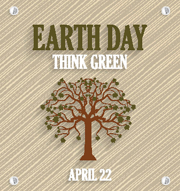 Earth Day poster. Wooden background with tree Earth Day poster. Wooden background with tree. Vector illustration. All elements are separate. Easily modifying. No mesh. EPS10 22nd april stock illustrations
