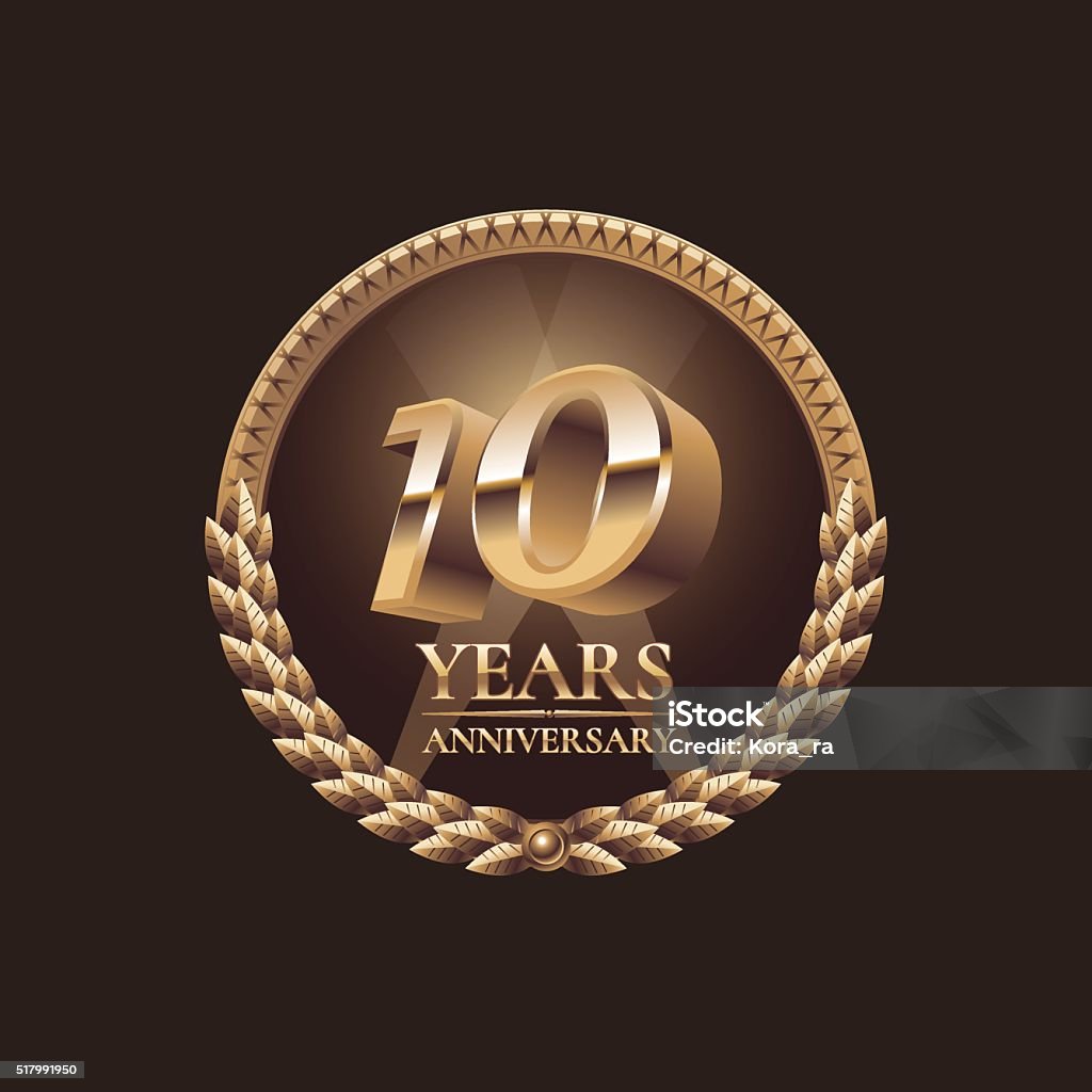 Ten years anniversary celebration design vector Ten years anniversary celebration design. Golden seal  vector illustration 10-11 Years stock vector