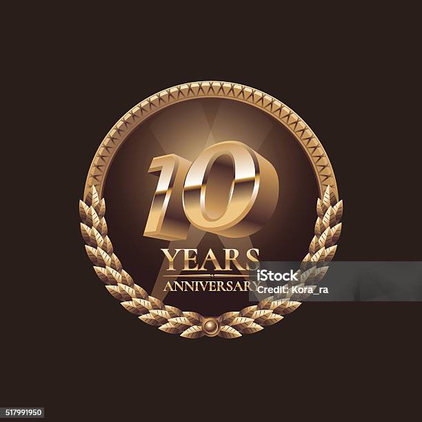 Ten Years Anniversary Celebration Design Vector Stock Illustration - Download Image Now - 10-11 Years, Seal - Stamp, Anniversary