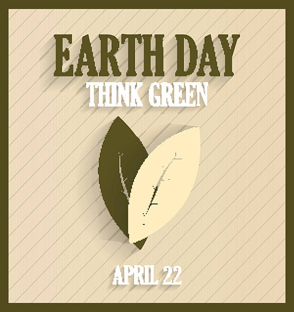 Earth Day poster with leafs. Retro poster Earth Day poster with leafs. Retro poster. Vector illustration. All elements are separate. Easily modifying. No mesh. EPS10 22nd april stock illustrations