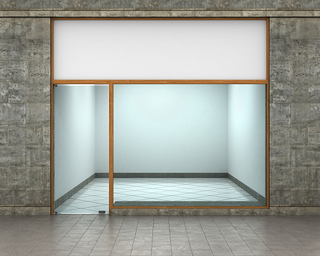 Shop Front. Exterior horizontal windows empty for your store product presentation or design.
