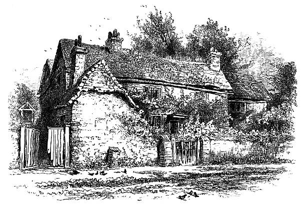 традиционный английский страны коттедж в суррее - surrey southeast england england cottage stock illustrations