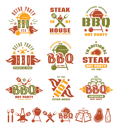Barbeque Labels Set Of Barbecue Labels Badges And Design Elements Stock Illustration ...