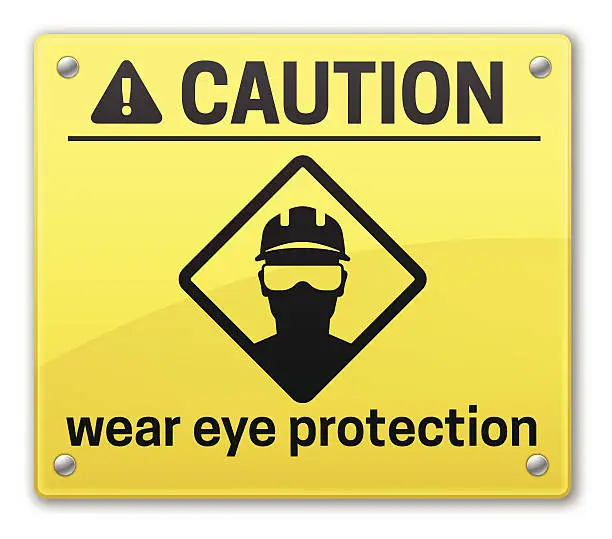 Vector illustration of Eye Protection Caution Sign