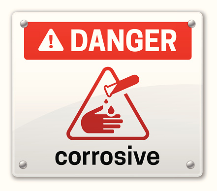 Corrosive danger warning sign. EPS 10 file. Transparency effects used on highlight elements.