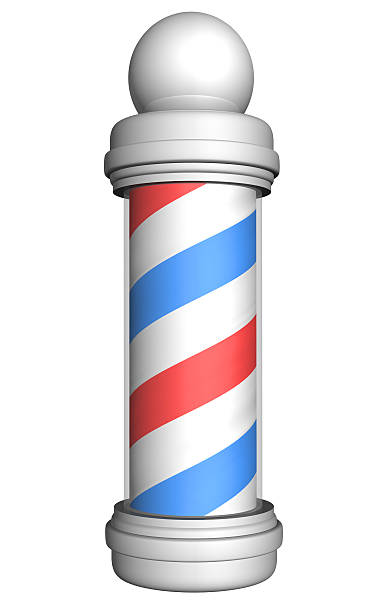 istock Old-fashioned barber pole with red, white, and blue stripes 517994435