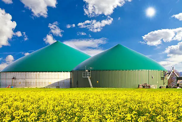 Biogas plant in a rape field