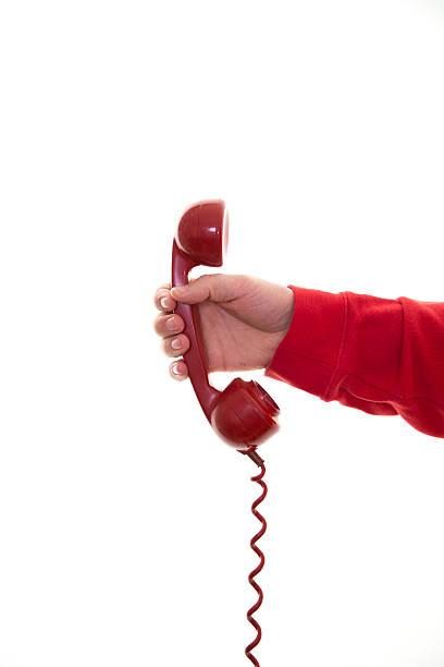 istock Phone call on red phone, white background 517994956