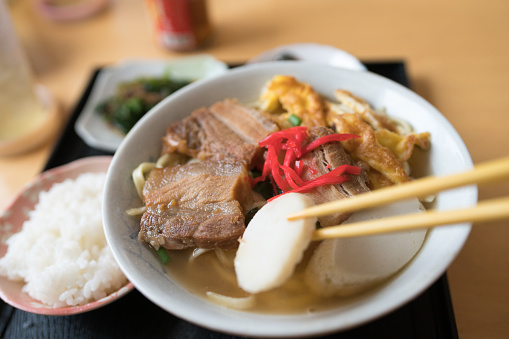 A bowl of traditional Okinawan soup