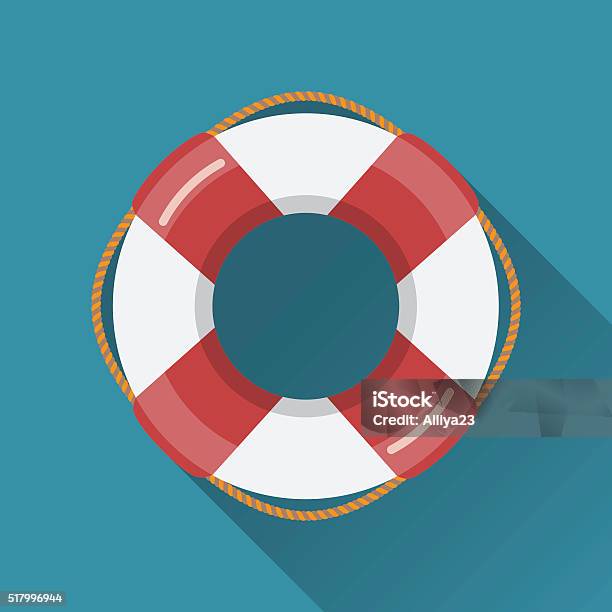 Lifebuoy Flat Icon Stock Illustration - Download Image Now - Life Belt, Vector, Buoy
