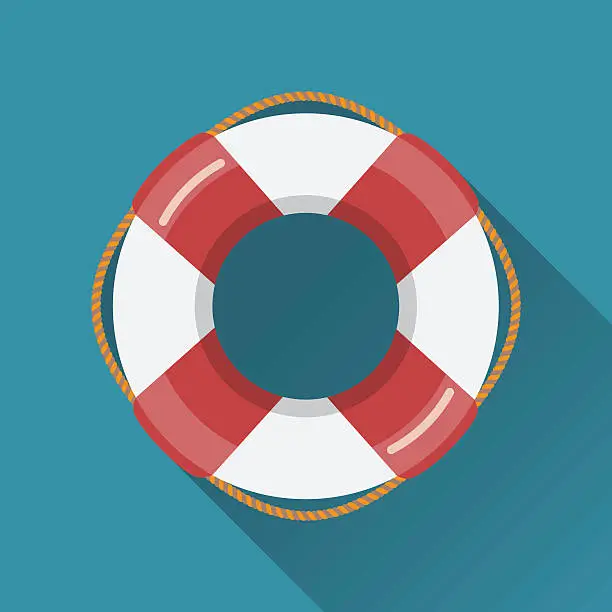 Vector illustration of Lifebuoy flat icon