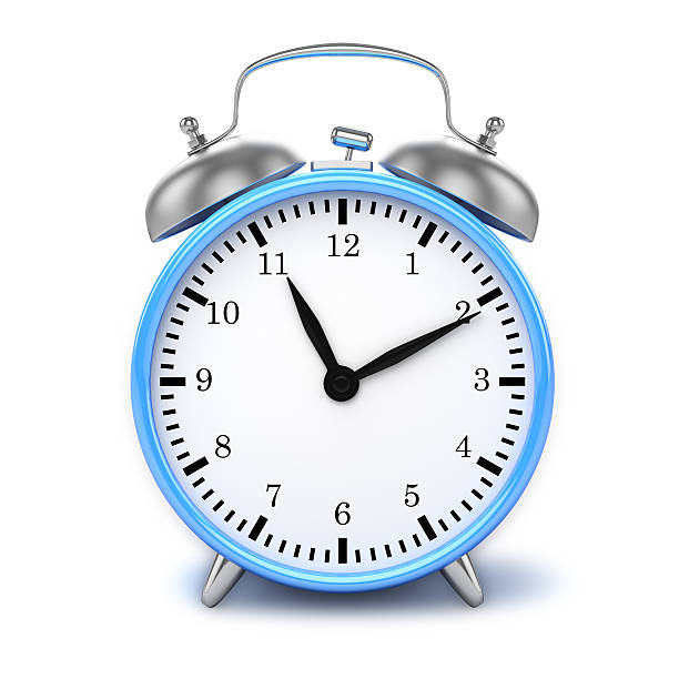 istock Blue retro styled classic alarm clock isolated 517998581