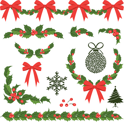 Christmas Holly Decorations and Ornaments