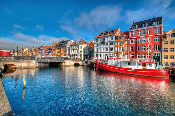 Nyhavn Harbor in Copenhagen stock photo