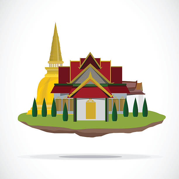 illustrazioni stock, clip art, cartoni animati e icone di tendenza di thai temple. palace-illustrazione vettoriale - thailand thai culture travel buddha