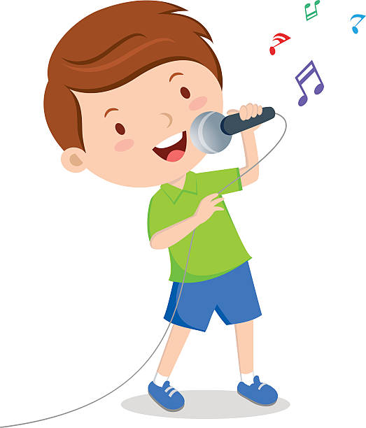 illustrazioni stock, clip art, cartoni animati e icone di tendenza di ragazzo cantare - musical instrument people music young adult